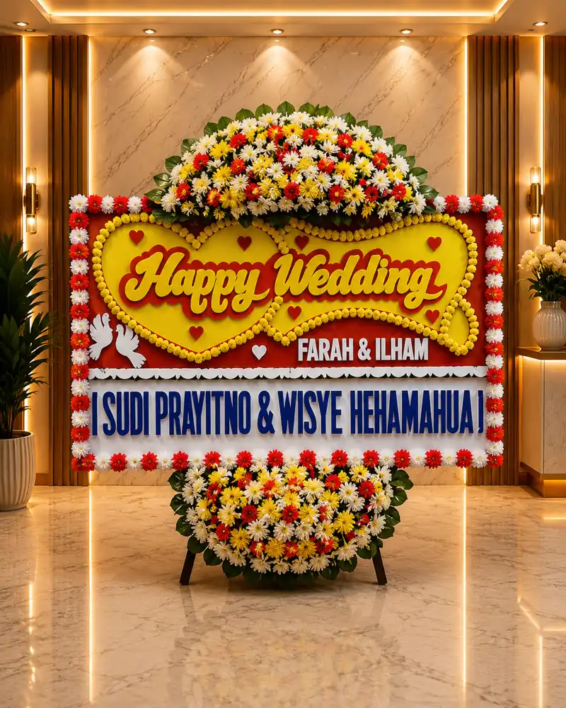 Toko Bunga Pondok Kelapa Jakarta Timur Bunga Papan happy Wedding