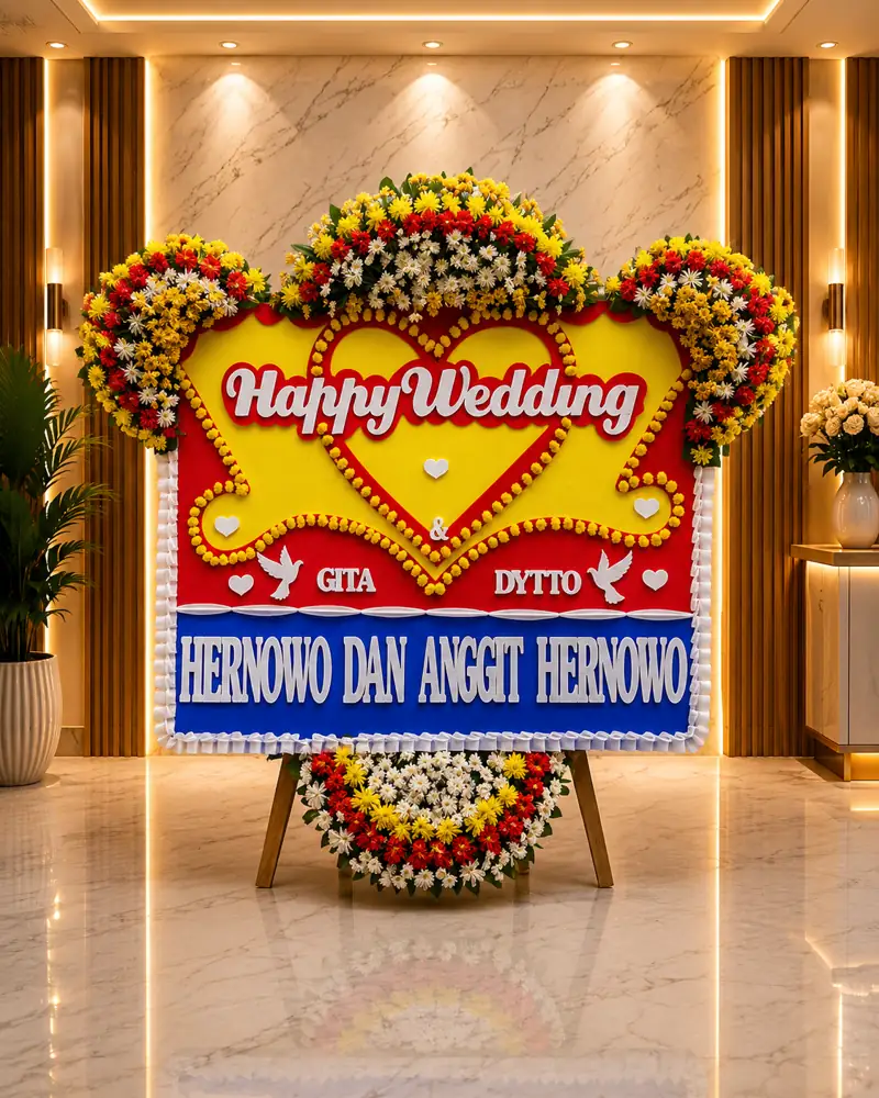 Toko Bunga Pondok Kelapa Jakarta Timur Bunga Papan happy Wedding